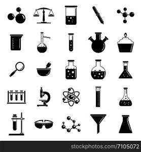 Chemistry laboratory icon set. Simple set of chemistry laboratory vector icons for web design on white background. Chemistry laboratory icon set, simple style