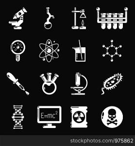 Chemistry laboratory icons set vector white isolated on grey background . Chemistry laboratory icons set grey vector