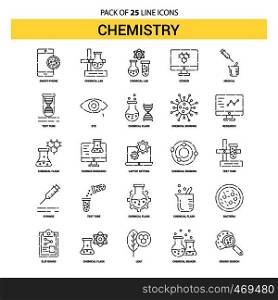 Chemistry Line Icon Set - 25 Dashed Outline Style