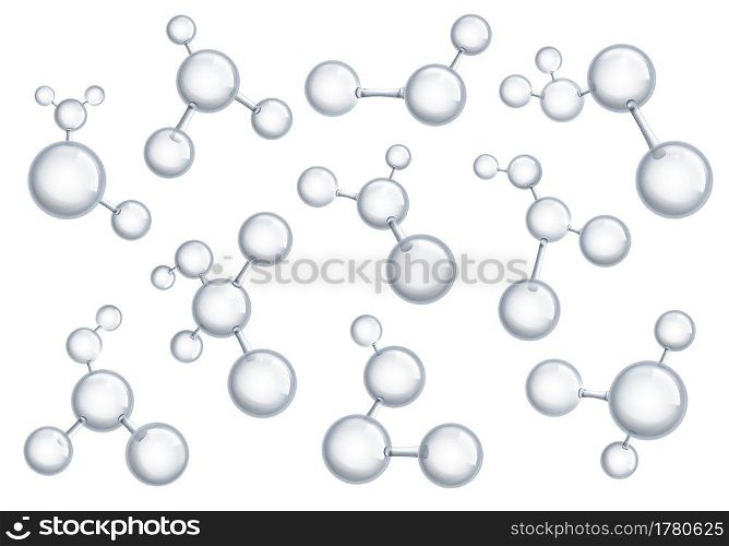 Chemistry macro models. 3d transparency molecular structures collection, molecules with reflection. Genetic and biotechnology abstract formulas. Organic frames with copy space vector isolated set. Chemistry macro models. 3d transparency molecular structures collection, molecules with reflection. Genetic and biotechnology abstract formulas. Organic frames vector isolated set