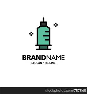 Chemistry, Medicine, Pharmacy, Syringe Business Logo Template. Flat Color
