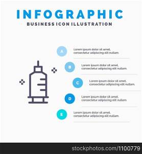 Chemistry, Medicine, Pharmacy, Syringe Line icon with 5 steps presentation infographics Background
