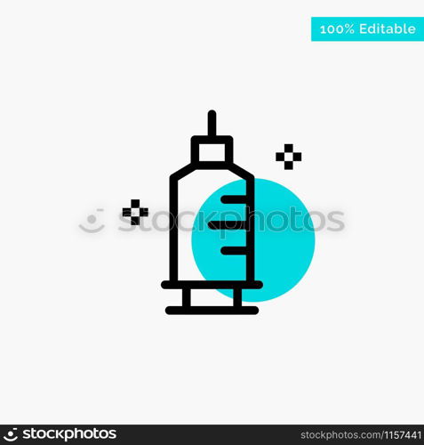 Chemistry, Medicine, Pharmacy, Syringe turquoise highlight circle point Vector icon