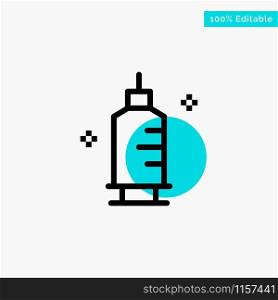 Chemistry, Medicine, Pharmacy, Syringe turquoise highlight circle point Vector icon