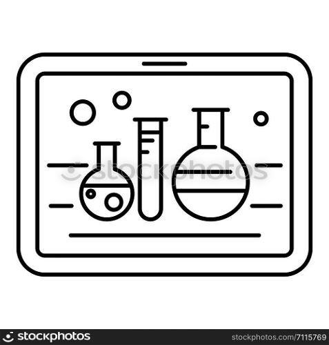 Chemistry on tablet icon. Outline illustration of chemistry on tablet vector icon for web design isolated on white background. Chemistry on tablet icon, outline style