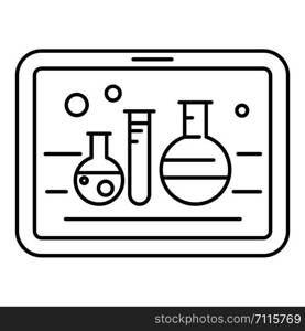 Chemistry on tablet icon. Outline illustration of chemistry on tablet vector icon for web design isolated on white background. Chemistry on tablet icon, outline style
