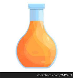 Chemistry orange flask icon cartoon vector. Lab scientist. Medical test. Chemistry orange flask icon cartoon vector. Lab scientist