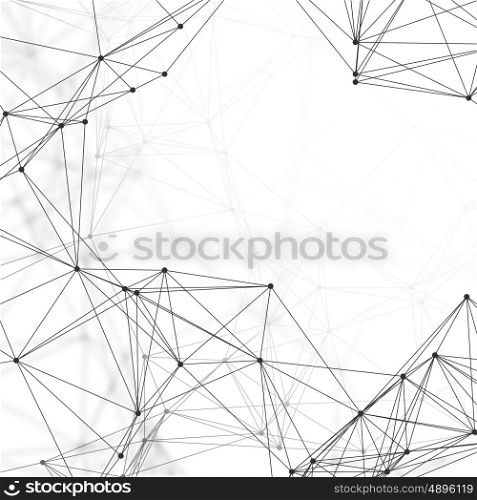 Chemistry pattern, connecting lines and dots, molecule structure on white, scientific medical DNA research, geometric graphic background. Medicine, science and technology concept. Minimalistic design