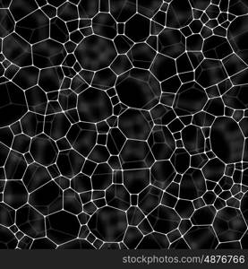 Chemistry pattern, polygonal molecule structure on black background. Medicine, science, microbiology concept, vector illustration