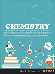 Chemistry study and science. Education and science layout concepts. Flat modern style.. Chemistry study. Education and science layout concepts. Flat modern style.