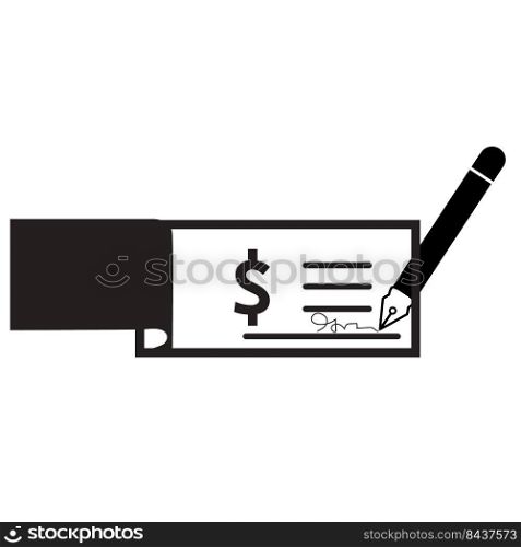 cheque icon on white background. checkbook and pen sign. bank cheque book symbol. flat style.