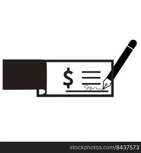 cheque icon on white background. checkbook and pen sign. bank cheque book symbol. flat style.