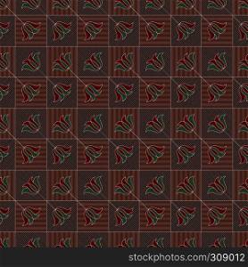 Chequered decorative seamless vector pattern as a fabric texture in brown, orange, red, green and white colors