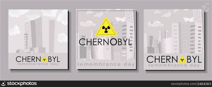Chernobyl accident. Chernobyl Remembrance Day. The explosion of a nuclear reactor in Ukraine in 1986. Vector illustration.. Chernobyl accident. Chernobyl Remembrance Day. The explosion of a nuclear reactor in Ukraine in 1986. Vector illustration