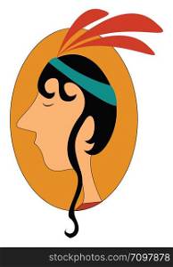 Cherokee indian profile, illustration, vector on white background.