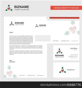 Cherries Business Letterhead, Envelope and visiting Card Design vector template