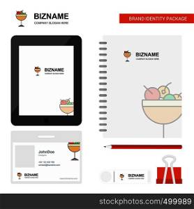 Cherries Business Logo, Tab App, Diary PVC Employee Card and USB Brand Stationary Package Design Vector Template