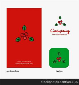 Cherries Company Logo App Icon and Splash Page Design. Creative Business App Design Elements