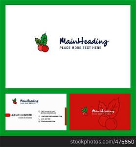 Cherries Logo design with Tagline & Front and Back Busienss Card Template. Vector Creative Design