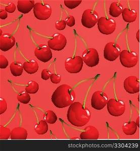 cherries on red background