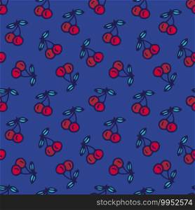 Cherries seamless pattern on blue background. Cherries seamless pattern on blue background.