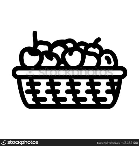 cherries wicker plate line icon vector. cherries wicker plate sign. isolated contour symbol black illustration. cherries wicker plate line icon vector illustration