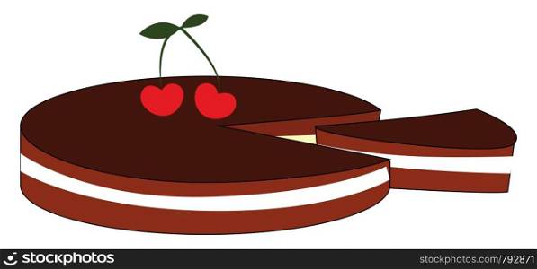 Cherry biscuit, illustration, vector on white background.