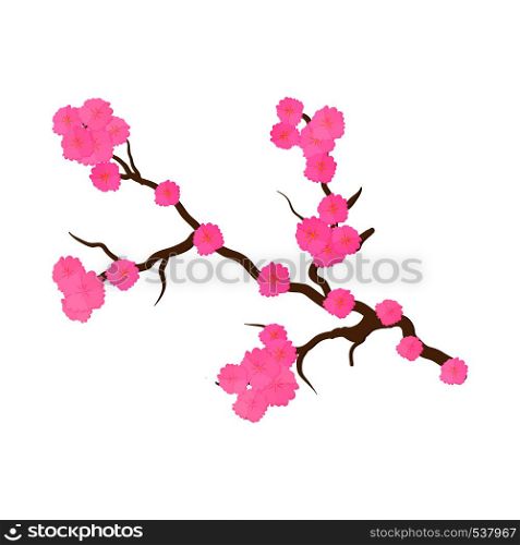 Cherry blossom, sakura flowers icon in cartoon style on a white background. Cherry blossom, sakura flowers icon, cartoon style