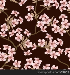 Cherry blossom seamless flowers pattern.. Cherry blossom seamless flowers pattern