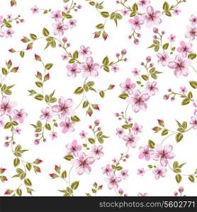 Cherry blossom seamless pattern. Vector illustration.