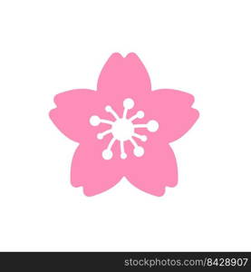 Cherry blossom vector Pink cherry blossoms blooming Isolated on white background
