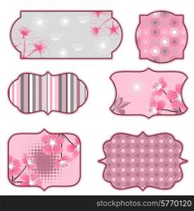 Cherry blossoms design elements, labels and stickers.