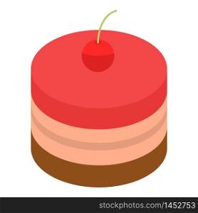 Cherry cake icon. Isometric of cherry cake vector icon for web design isolated on white background. Cherry cake icon, isometric style