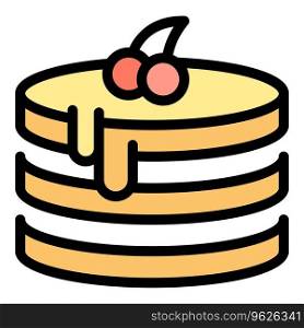Cherry cake icon outline vector. Fountain fondue. Food melt color flat. Cherry cake icon vector flat