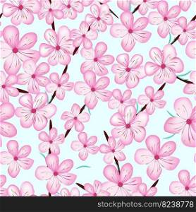 Cherry flower spring blossom seamless pattern, design for spring and  Easter 