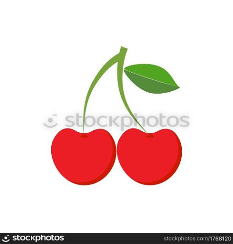 Cherry fruit,Fresh Cherry fruits isolated,Cartoon style. On a white background Vector illustration