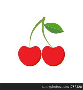 Cherry fruit,Fresh Cherry fruits isolated,Cartoon style. On a white background Vector illustration