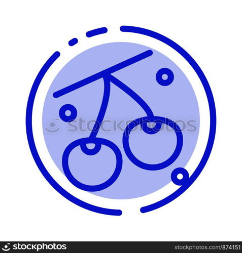 Cherry, Fruit, Healthy, Easter Blue Dotted Line Line Icon