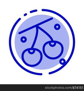 Cherry, Fruit, Healthy, Easter Blue Dotted Line Line Icon
