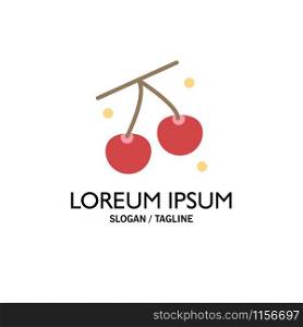 Cherry, Fruit, Healthy, Easter Business Logo Template. Flat Color