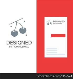 Cherry, Fruit, Healthy, Easter Grey Logo Design and Business Card Template