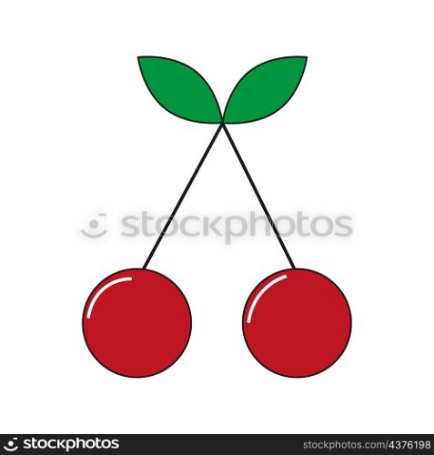 Cherry icon. Colored sign. Food symbol. Summer element. Isolated object. Flat art. Vector illustration. Stock image. EPS 10.. Cherry icon. Colored sign. Food symbol. Summer element. Isolated object. Flat art. Vector illustration. Stock image.
