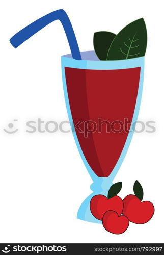 Cherry juice, illustration, vector on white background.