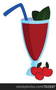 Cherry juice, illustration, vector on white background.