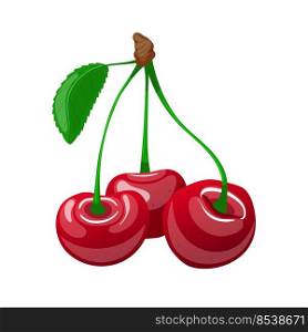 cherry leaf cartoon. green leaves, sour fruit, branch, berry plant, fresh organic food cherry leaf vector illustration. cherry leaf cartoon vector illustration