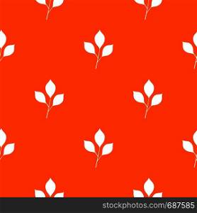 Cherry leaves pattern repeat seamless in orange color for any design. Vector geometric illustration. Cherry leaves pattern seamless
