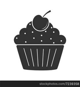 Cherry muffin icon. Simple vector illustration for websites and apps, isolated on a white background