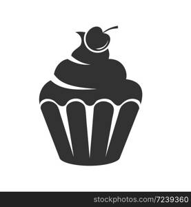 Cherry muffin icon. Simple vector illustration for websites and apps, isolated on a white background