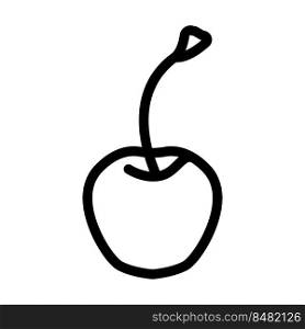 cherry one whole line icon vector. cherry one whole sign. isolated contour symbol black illustration. cherry one whole line icon vector illustration