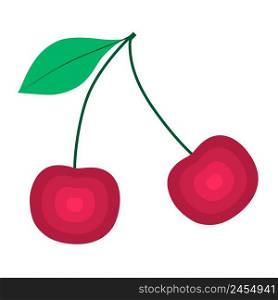 Cherry. Organic  berries isolated on white background. Healthy lifestyle. Vector illustration in flat style.